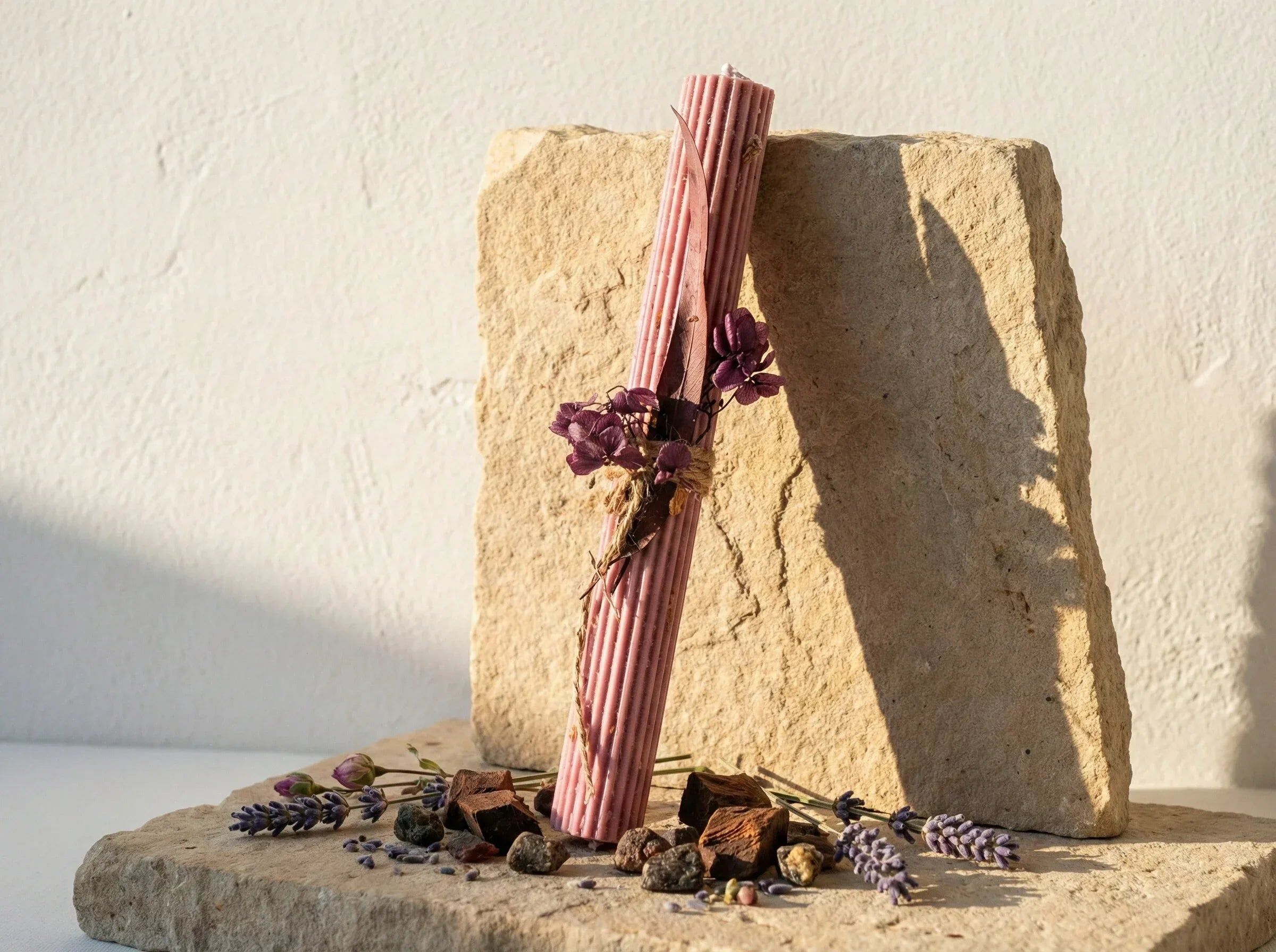 Lavendel-Kokos-Gebetskerze – Ruhe und Harmonie
