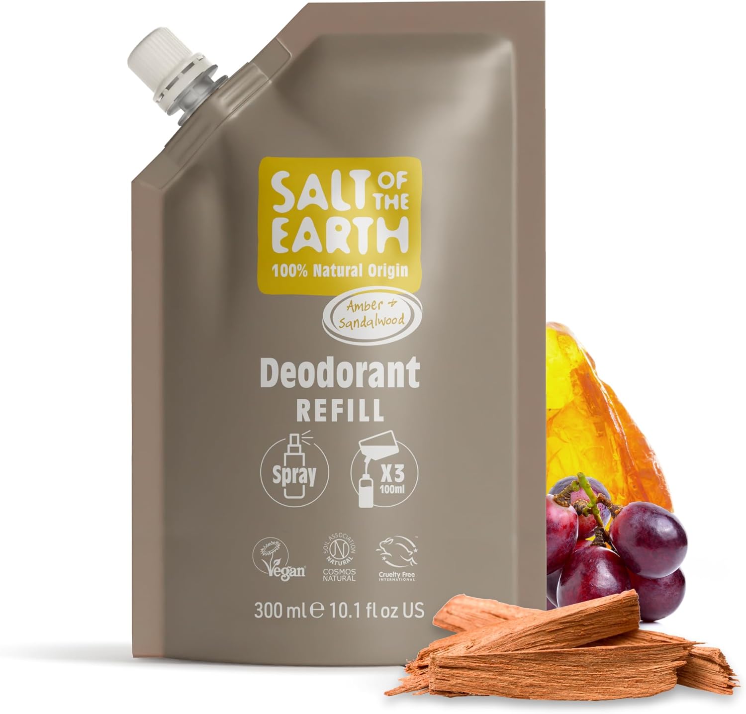Salt of the Earth Deo Spray Nachfüllpackung Amber & Sandelholz 300 ml