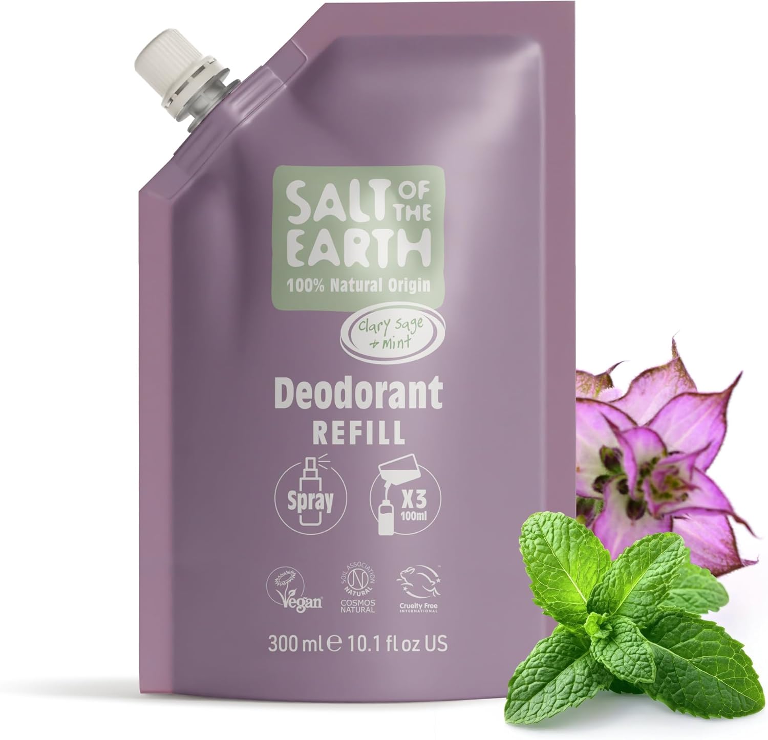 Salt of the Earth Deo Spray Nachfüllpackung Muskatellersalbei & Minze 300 ml