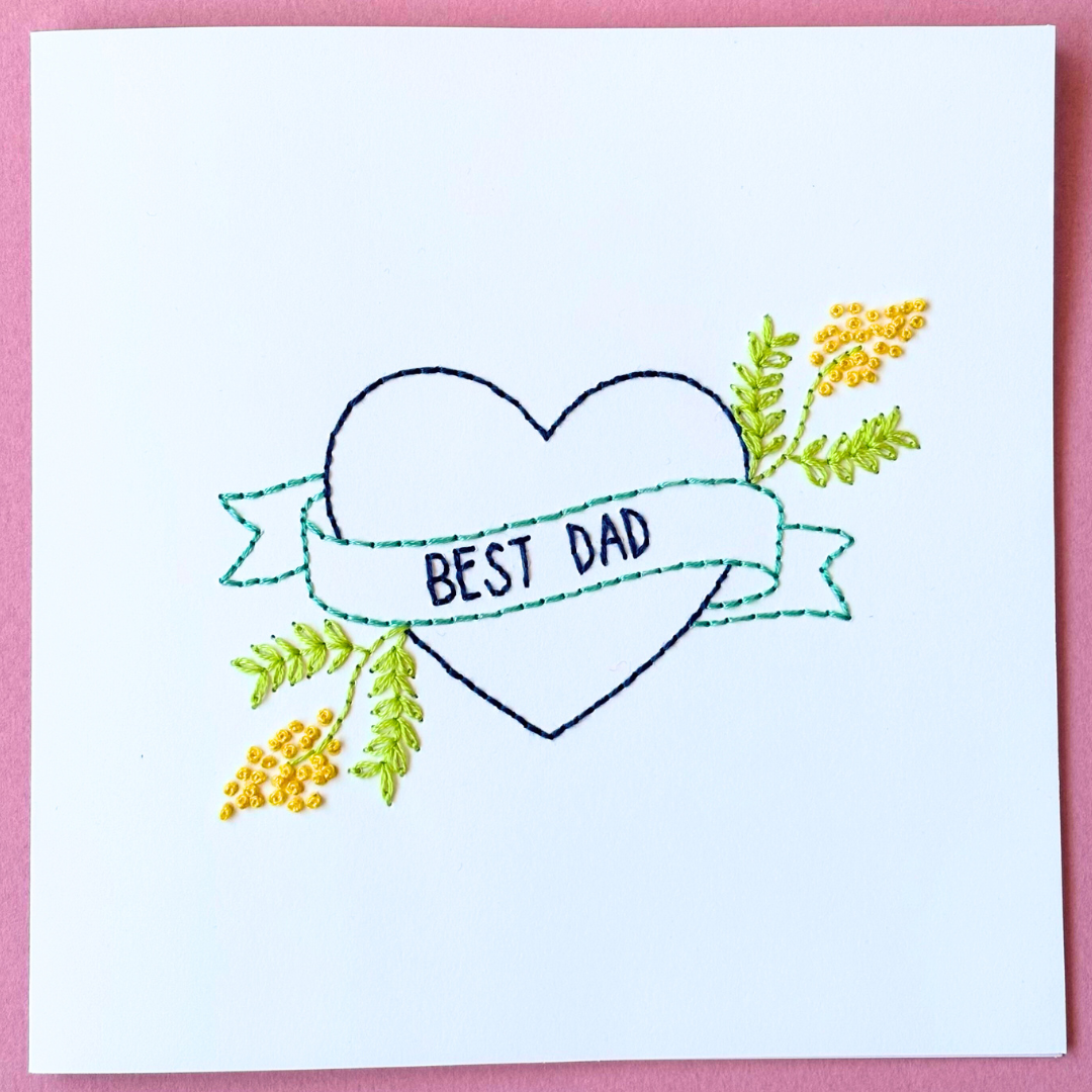 DIY-Stickkarte für den besten Papa | Vatertags-/Geburtstagskarte | DIY-Set | Stickset | Kreatives Hobby | Bastelidee für Erwachsene