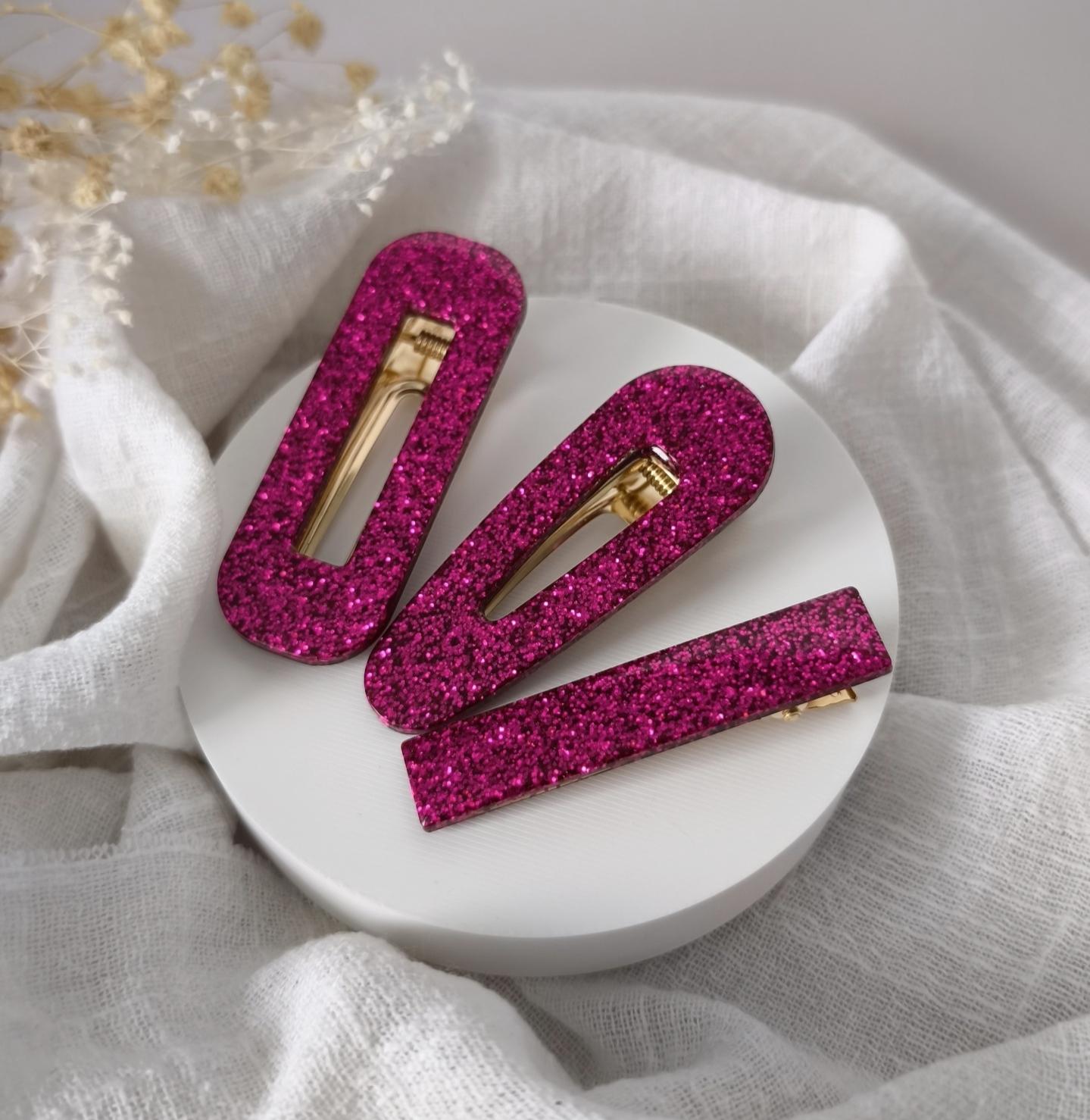 Barrette résine Fuchsia intense