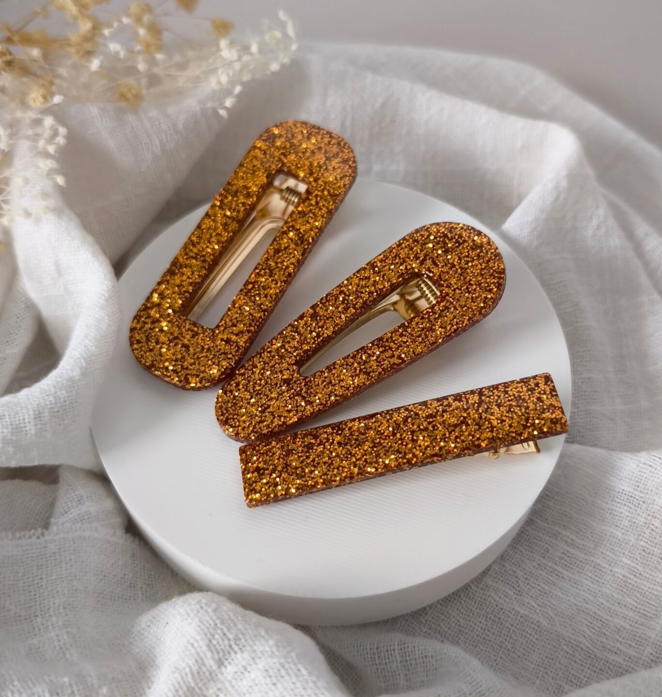 Barrette résine ocre