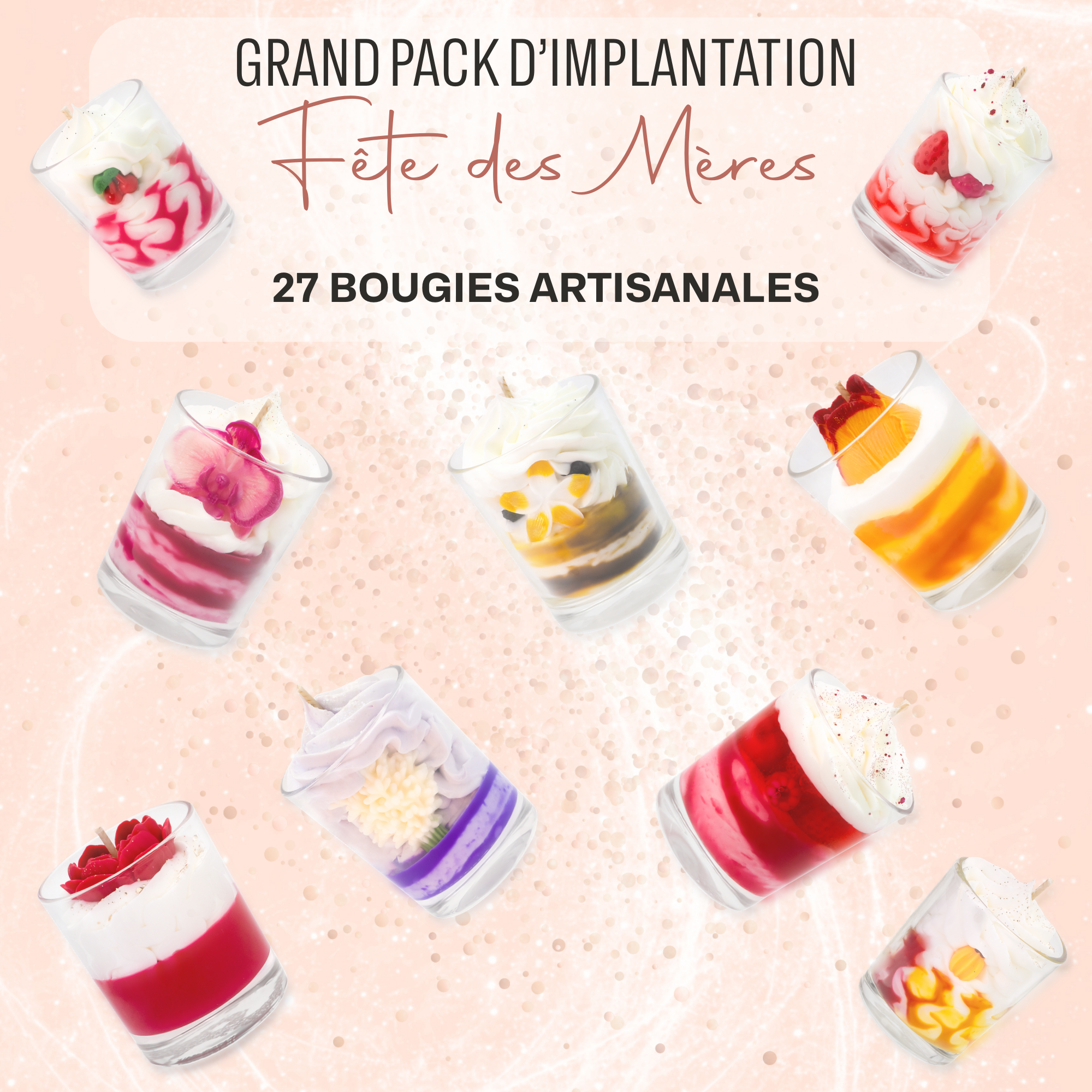 Grand pack d'implantation bougies gourmandes fête des mères