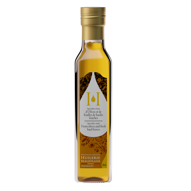 Spécialité à base d'huile d'olive et d'extrait de basilic, 25 cl