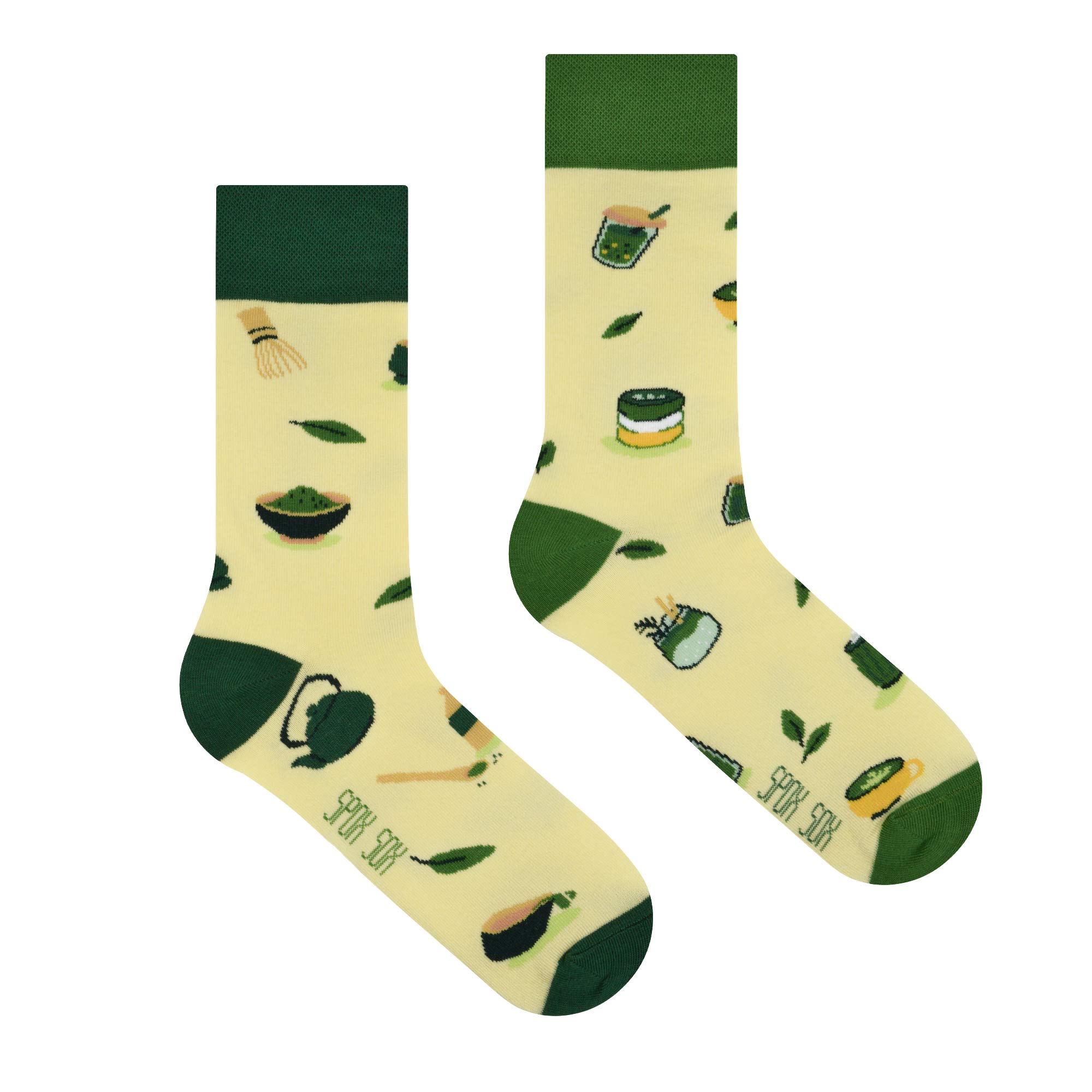 Matcha | Grüner Tee | Freizeitsocken | Socken mit unterschiedlichen Enden
