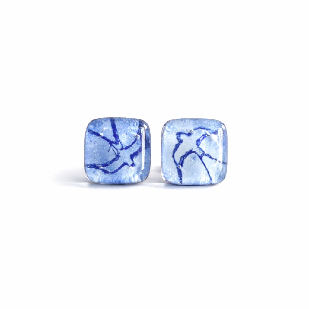 Light blue bird earrings, sterling silver and crystal, unique handcrafted jewelry