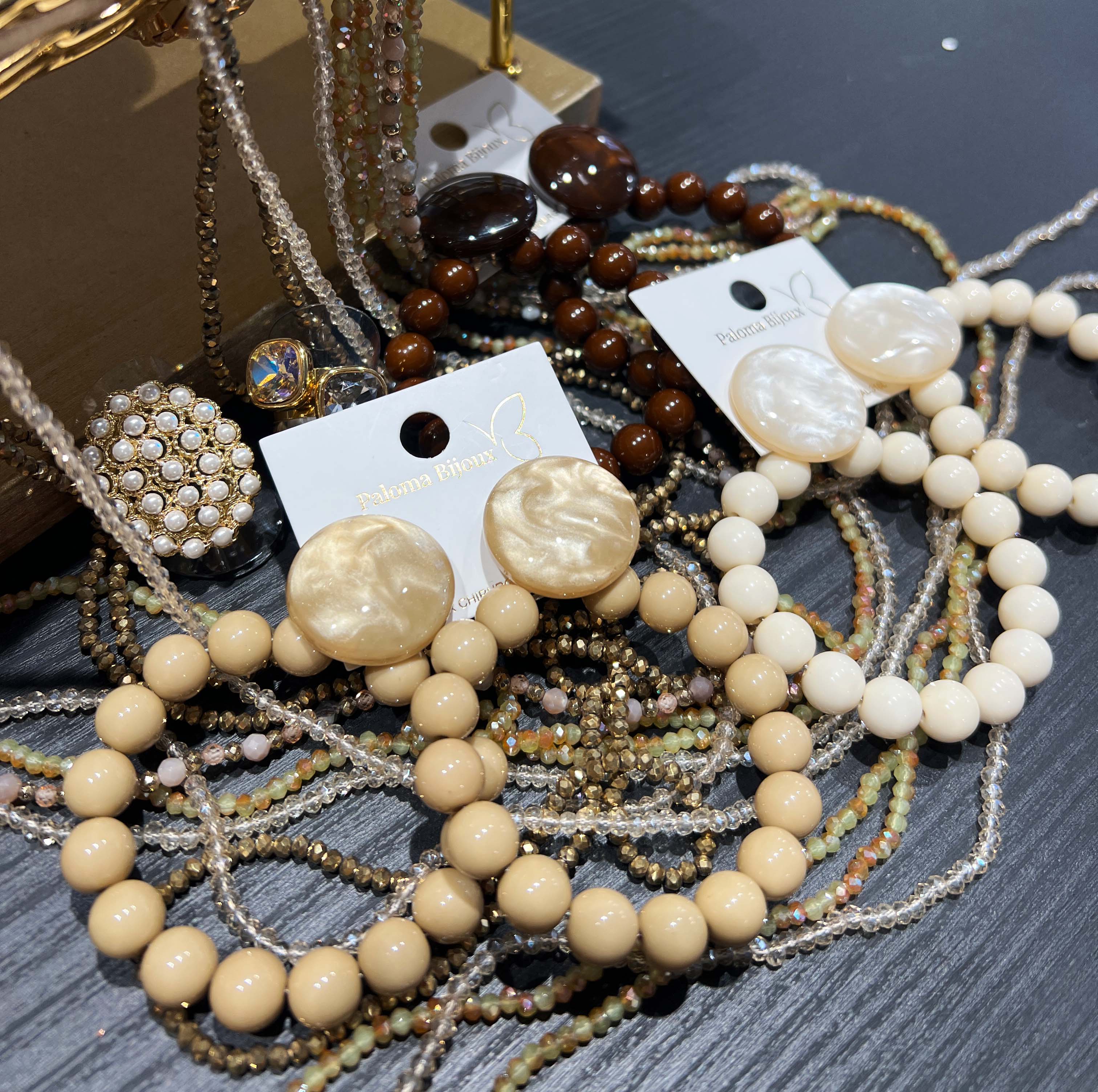 Boucles d'oreilles acrylique - Anneaux Perlés