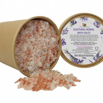 Soothing Herbal Bath Salts, 100% Natural, Kraft Tub of 500G