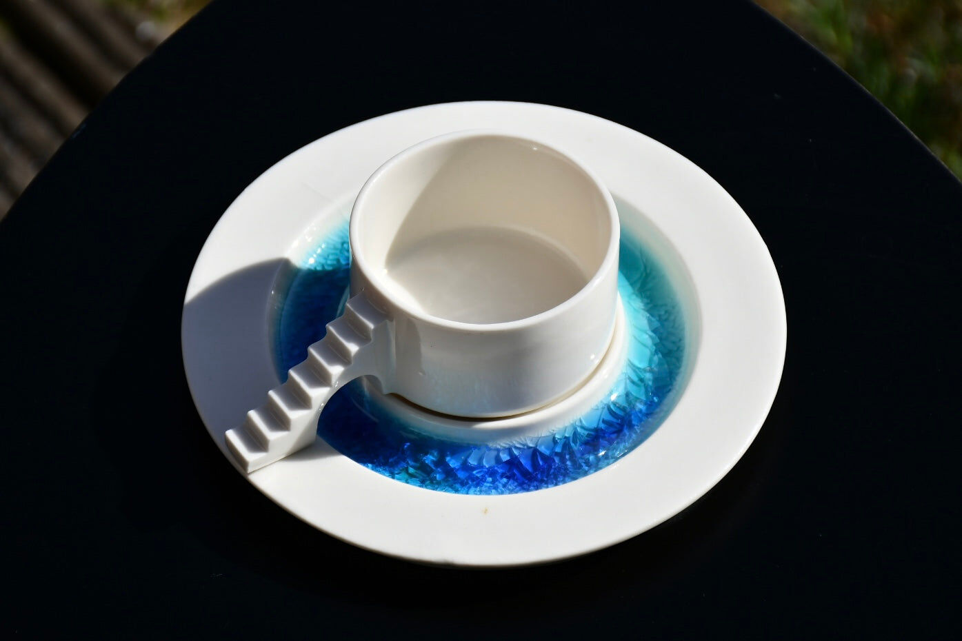 BURG-KAFFEE-SET (blauer Glasgraben)