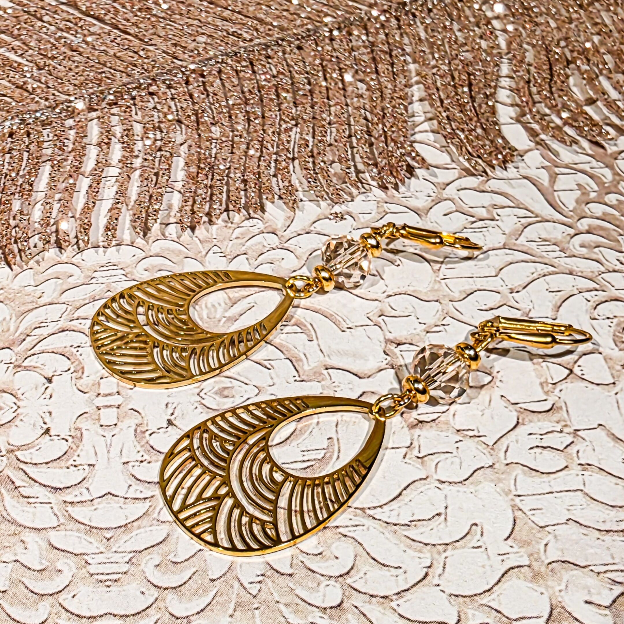 Boucles vagues japonaises perles acier inox laiton or 24k Fête des mères Cadeau Maman Cadeau Maîtresse Noël