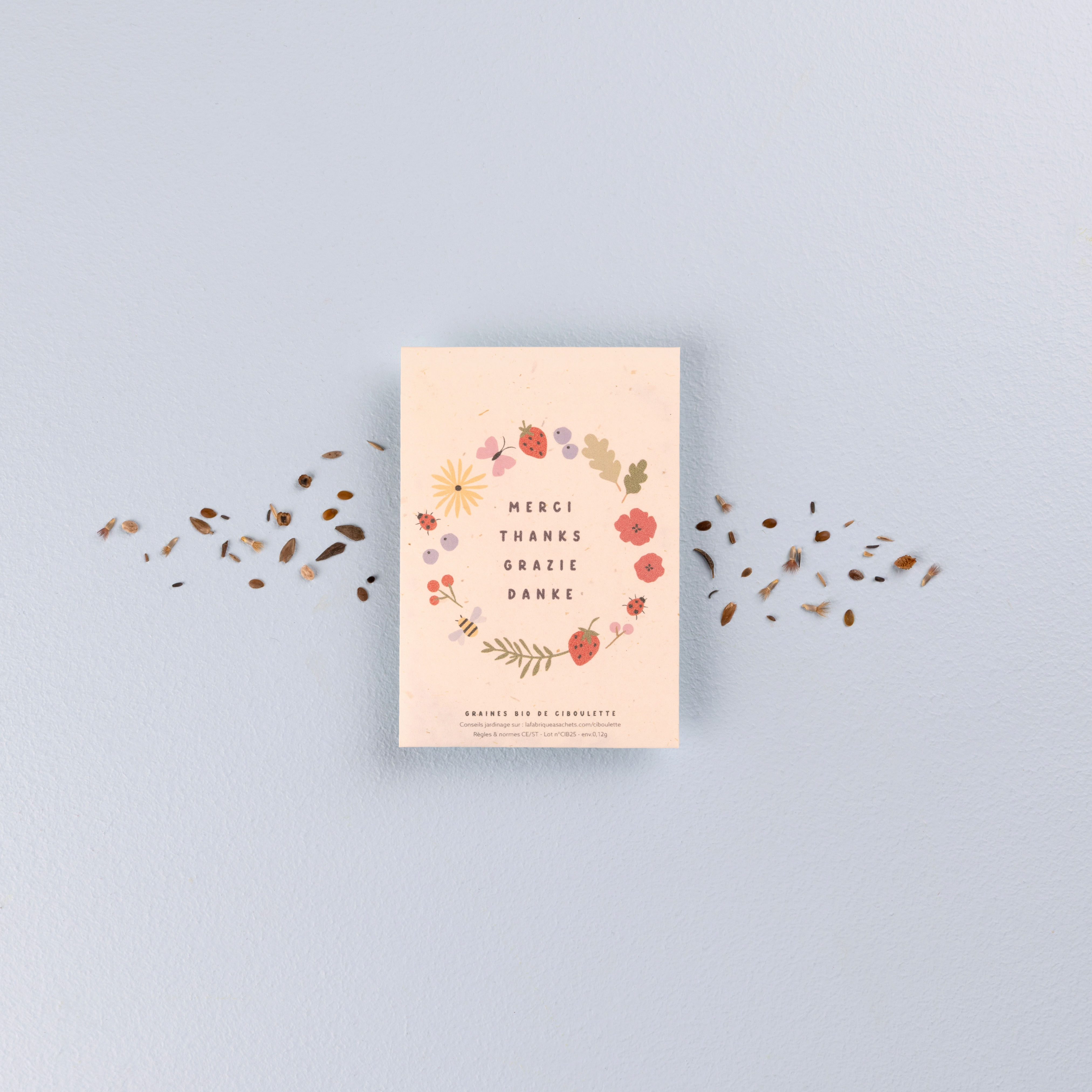 Merci Thanks Grazie Danke – Sachets de graines de ciboulette