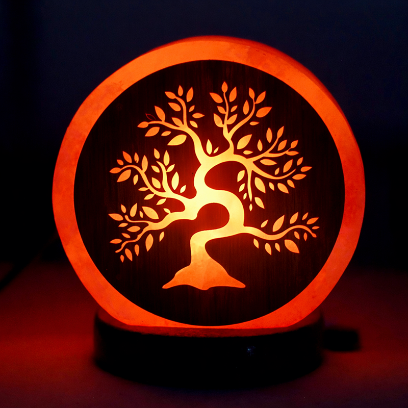 Árbol de la vida calado - 2 uds lámpara sal del Himalaya USB