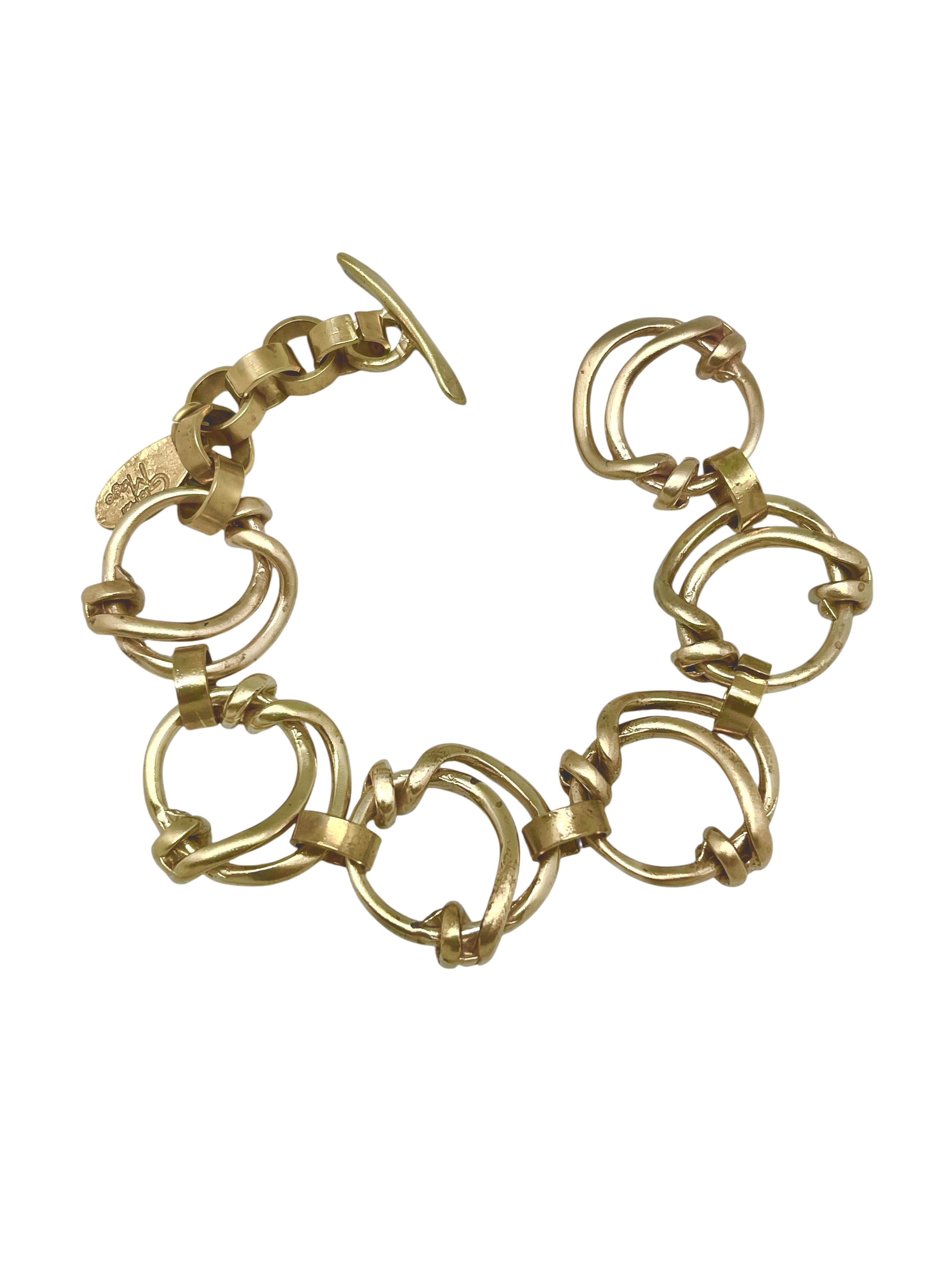 Bracelets Double knotted in gold brass and T clasp