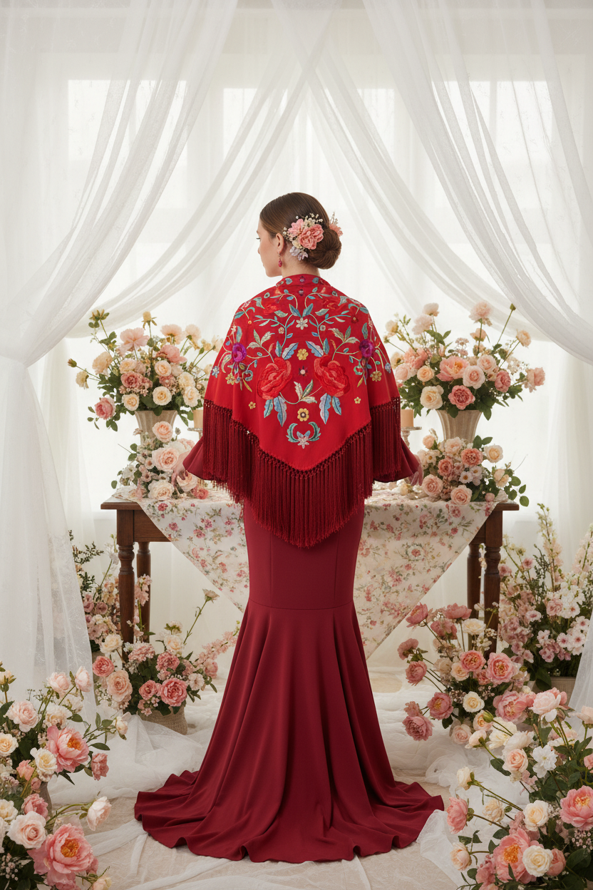 Mantoncillo Triangular Rojo con Color 150cm | Ref. MT4