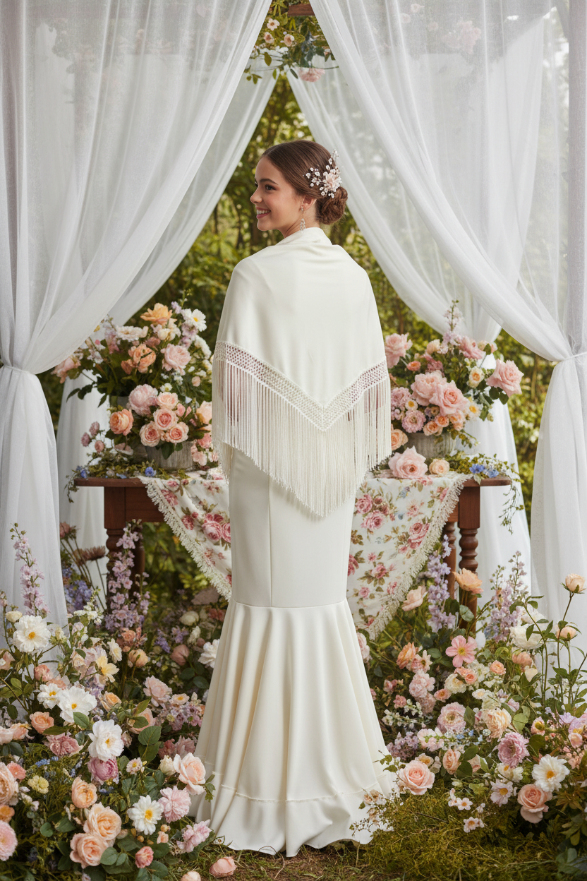 Mantoncillo Triangular Blanco 120cm | Ref. MT120