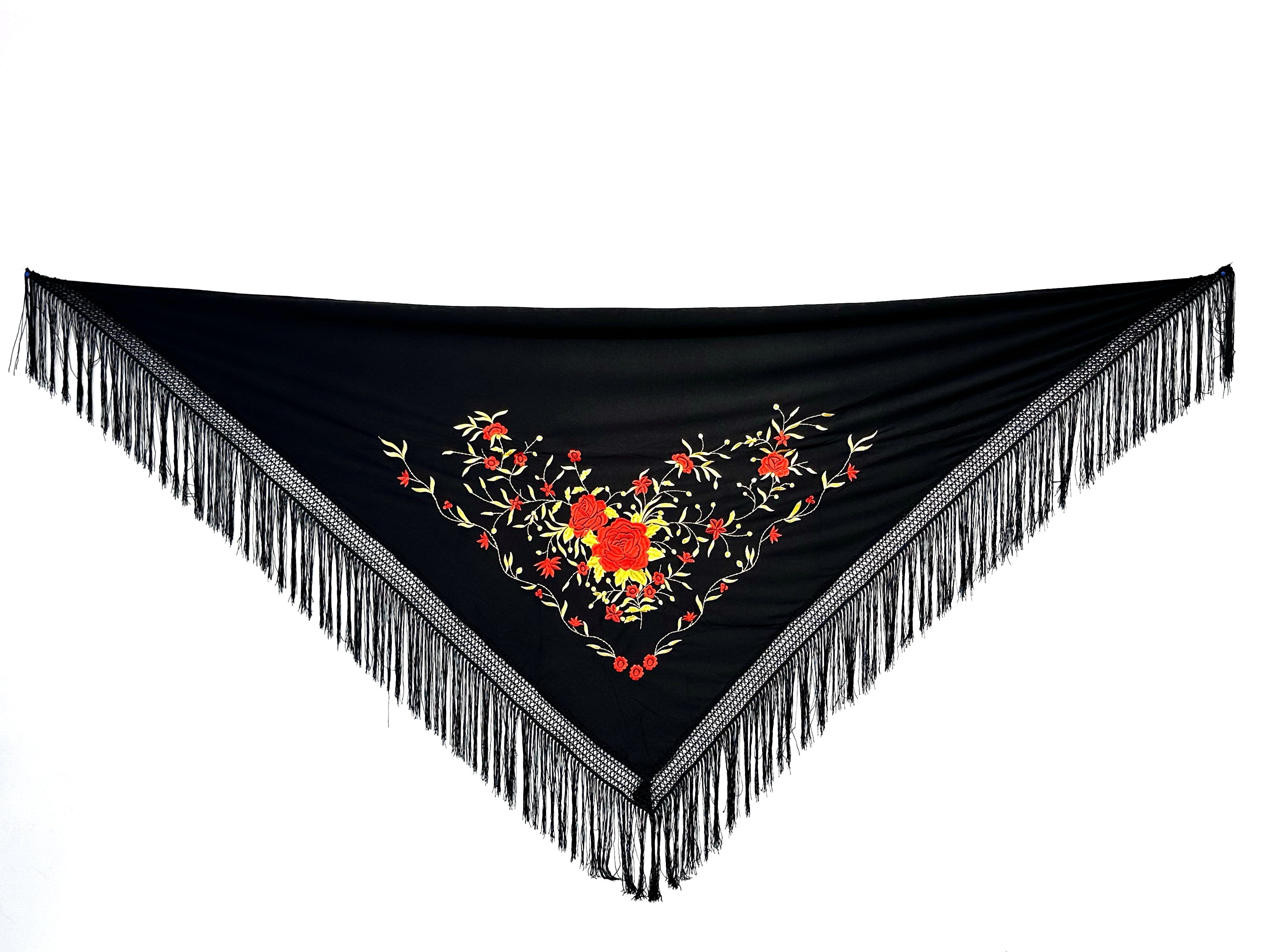 Mantoncillo Triangular Negro con Dorado 150cm | Ref. MT150-12