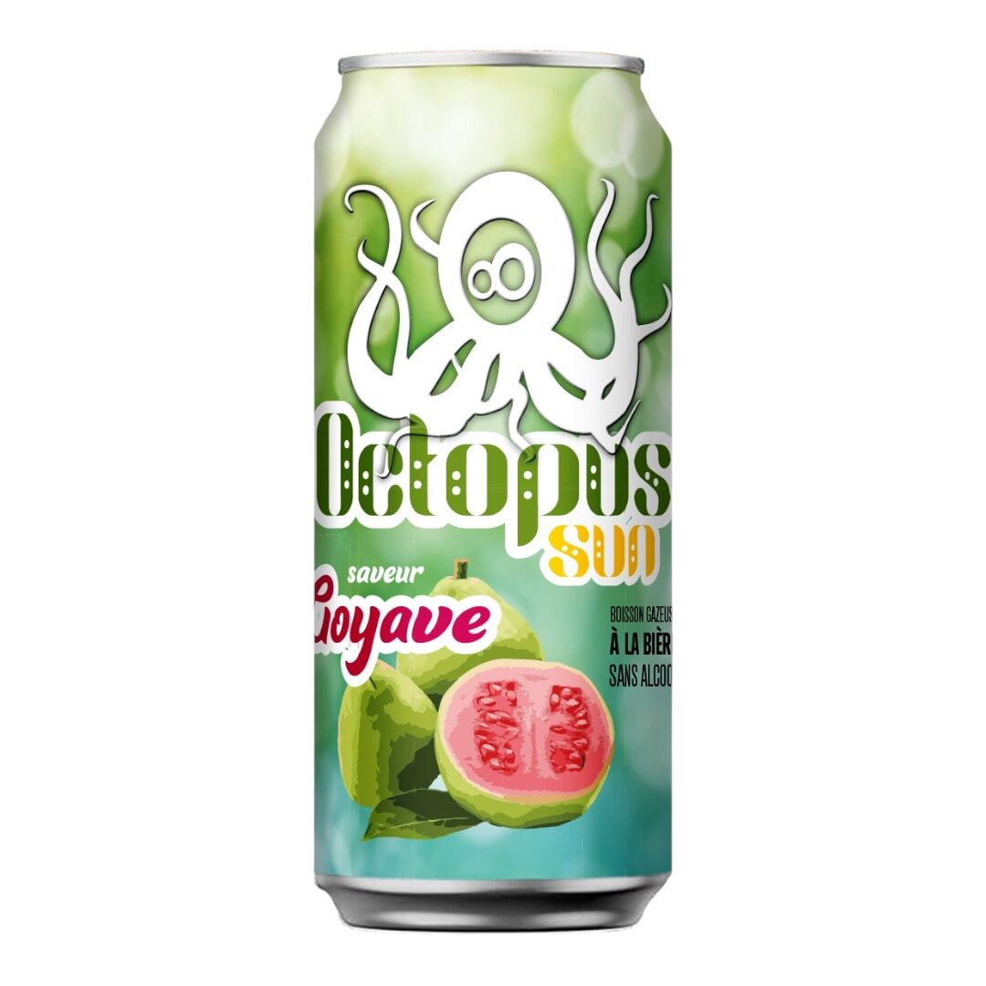 Non-alcoholic sparkling beer-based drink flavored with guava juice – Guava