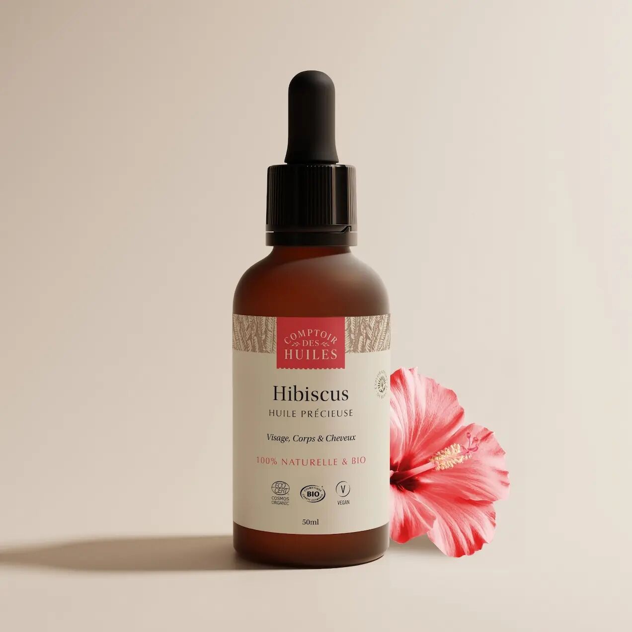 Nuevo aceite de hibisco orgánico para rostro, cuerpo y cabello - Efecto voluminizador