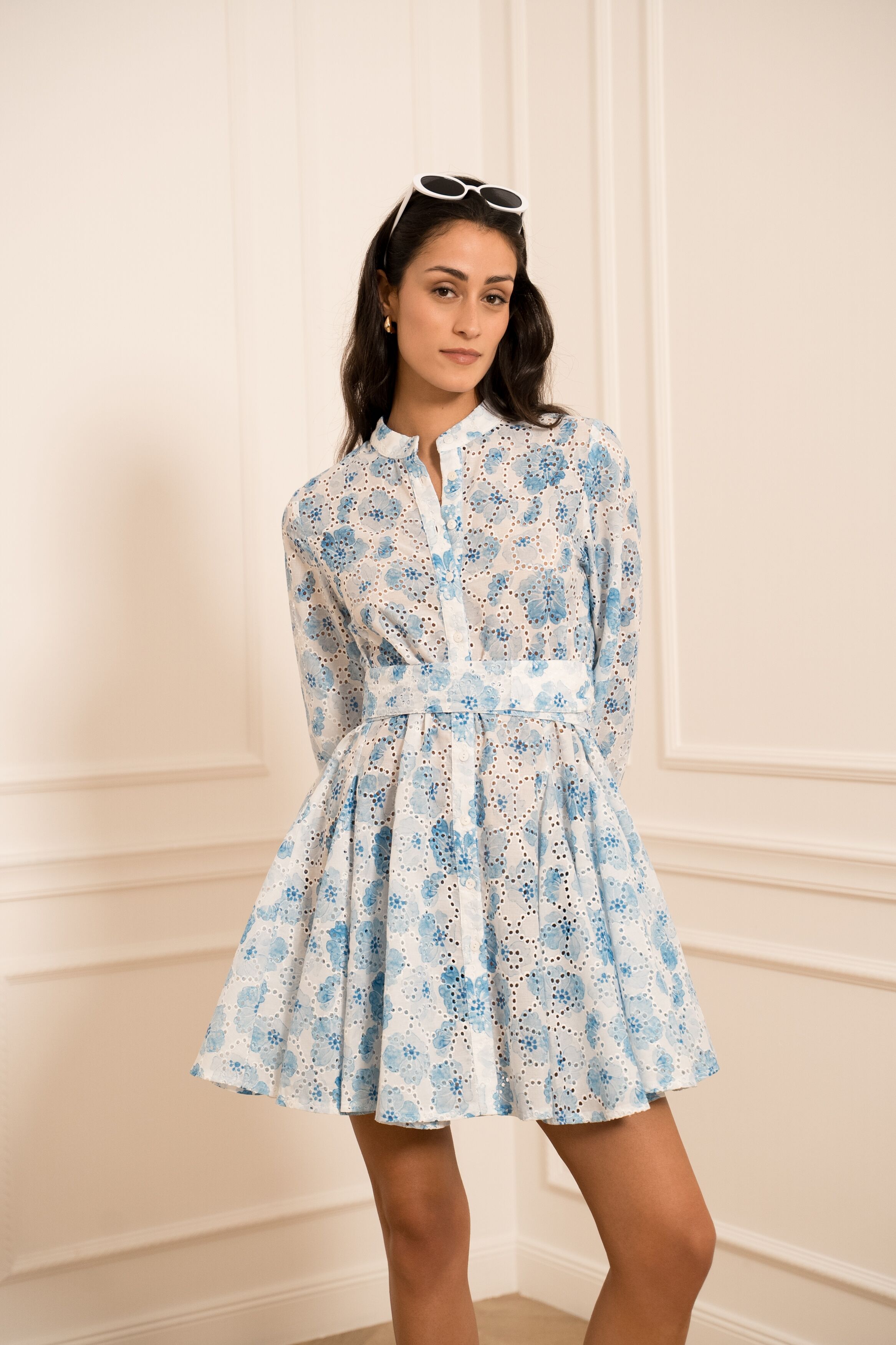 Sonia dress in floral embroidery