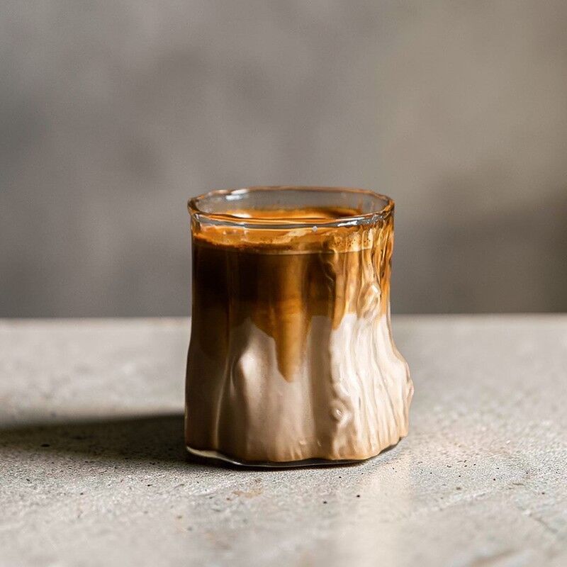 Vintage Textured Glass Coffee Cup – Retro Espresso Tumbler