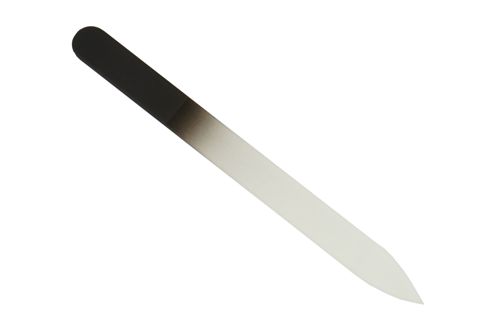 Glass nail file - double-sided, etched in tempered glass, black, with case, length: 13.5 cm