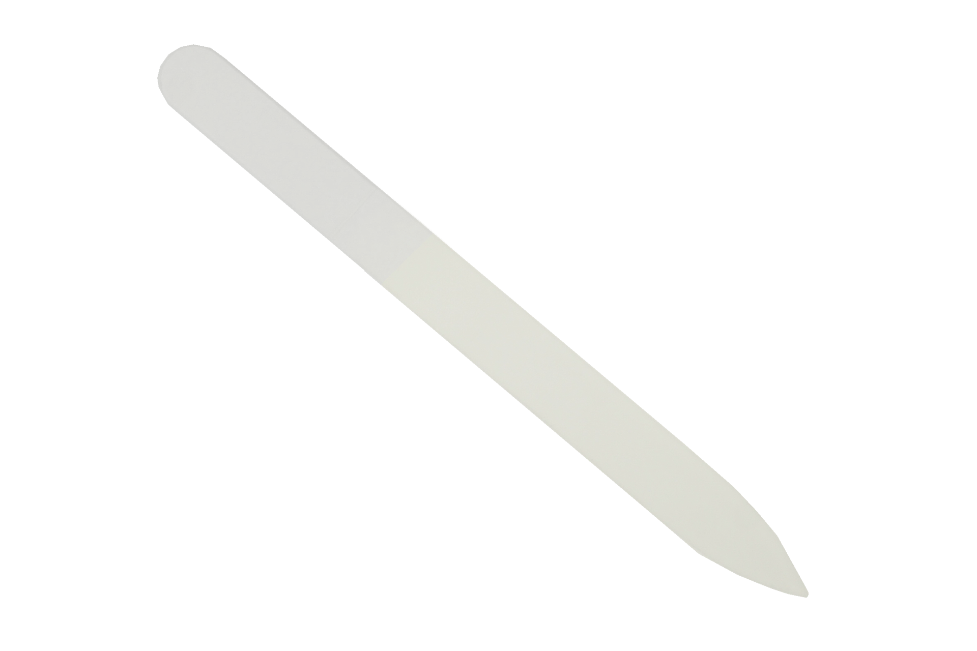 Glass nail file - double-sided, etched in tempered glass, white, with case, length: 13.5 cm