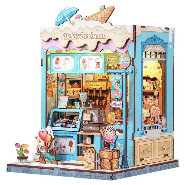 Cutebee, Casa 3D para armar, Heladería Bella, CWGC212, 16,0 × 15,8 × 20,6 cm