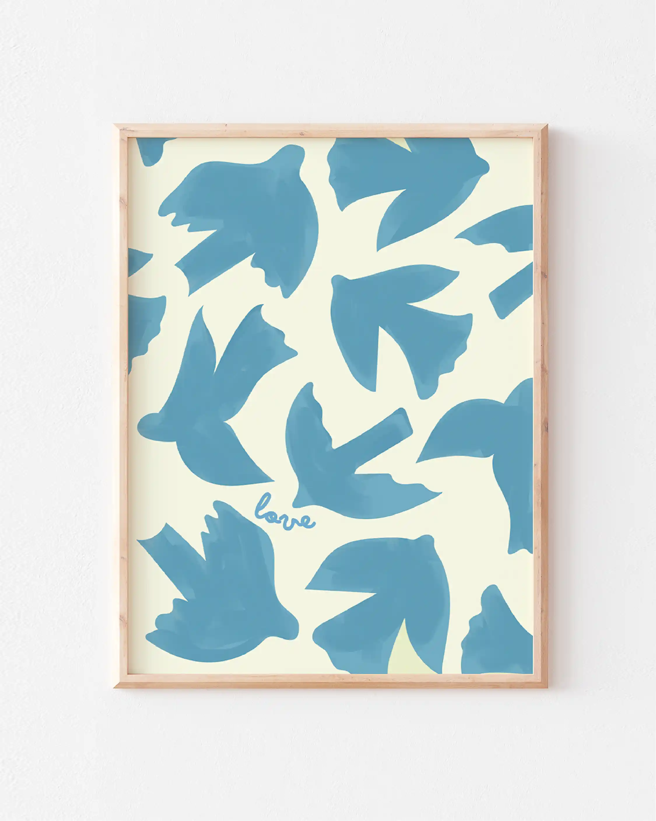 Affiche - Love oiseaux bleus (30x40 cm)