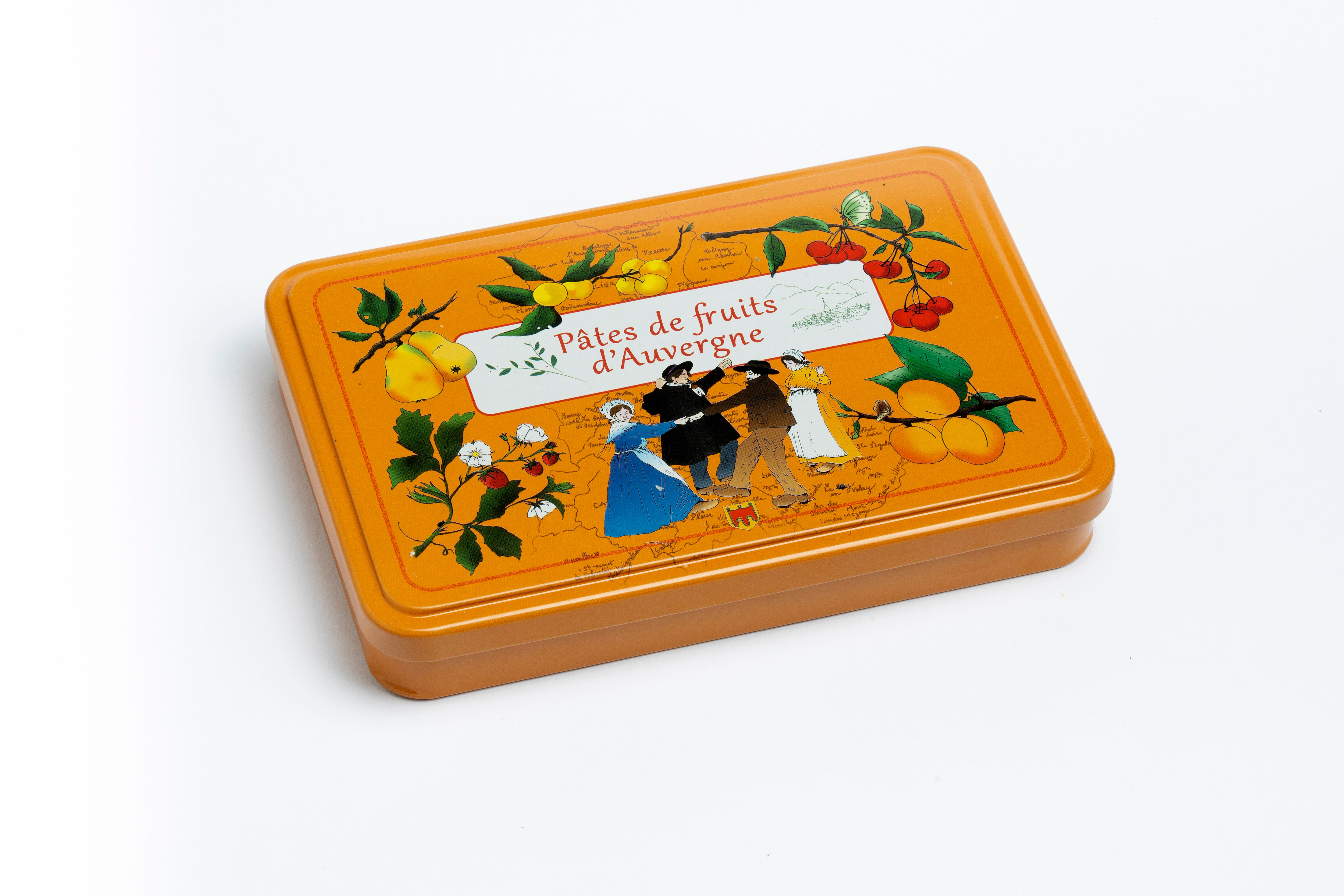 Boite fer orange papillotes 250g