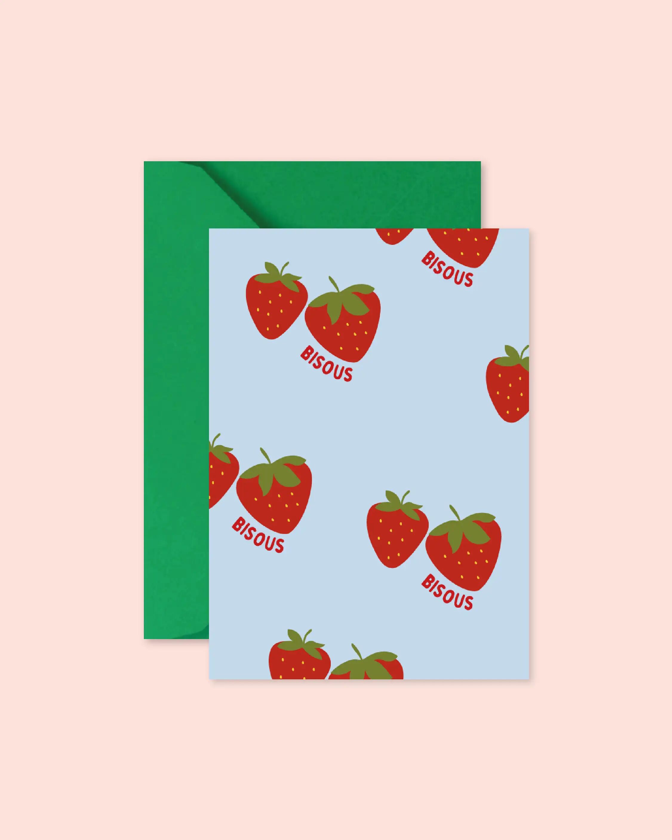Carte Lifestyle - Bisou fraises (avec enveloppe)