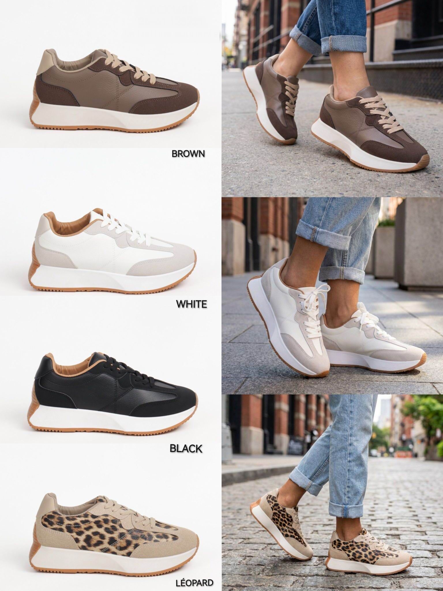 Women's Faux Suede/Pu Lace Up Chunky Runner Trainers (PACK OF 12 PAIRS UK3-UK8)
