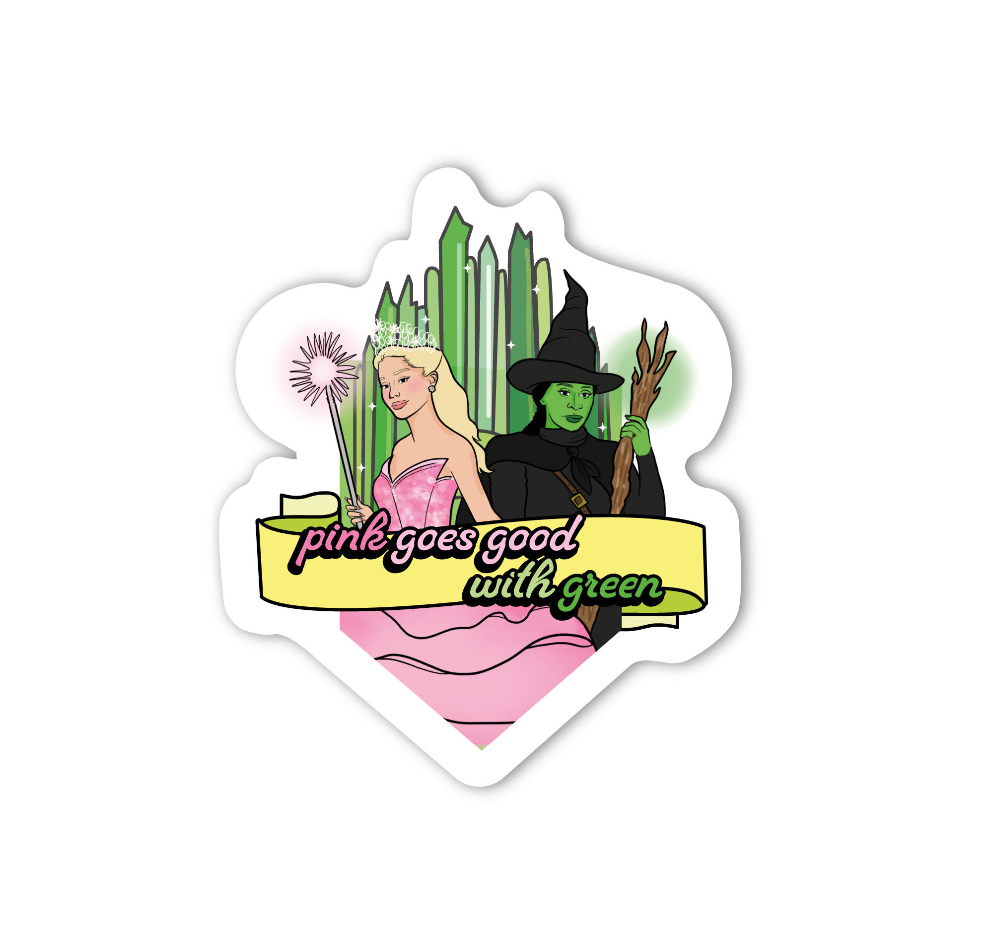 pink goes good with green sticker