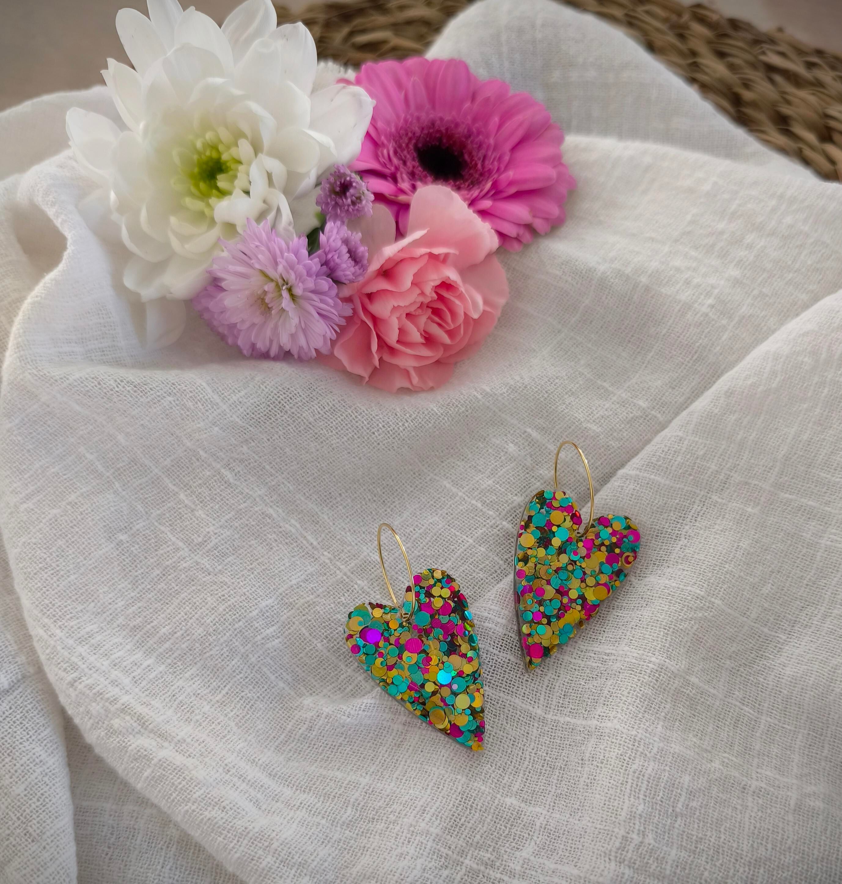 Boucles d'oreilles Mini love paillettes Arlequin