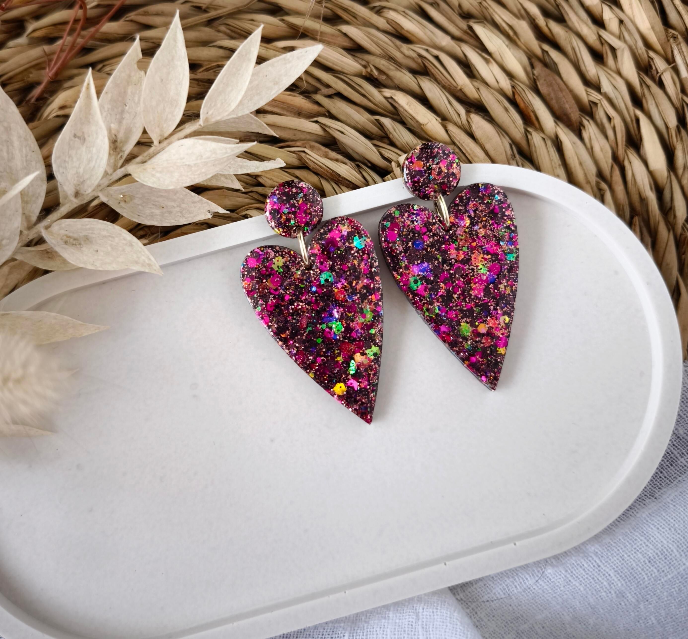 Boucles d'oreilles paillettes Big love Cosmic purple