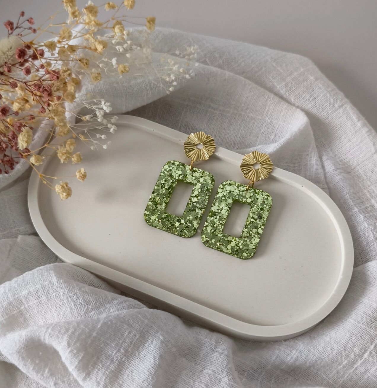 Boucles d'oreilles Suzette paillettes Lemon
