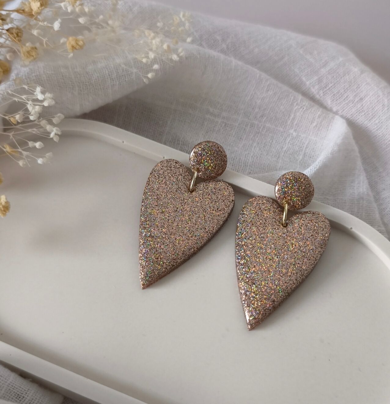 Boucles d'oreilles Big love paillettes bronze holo