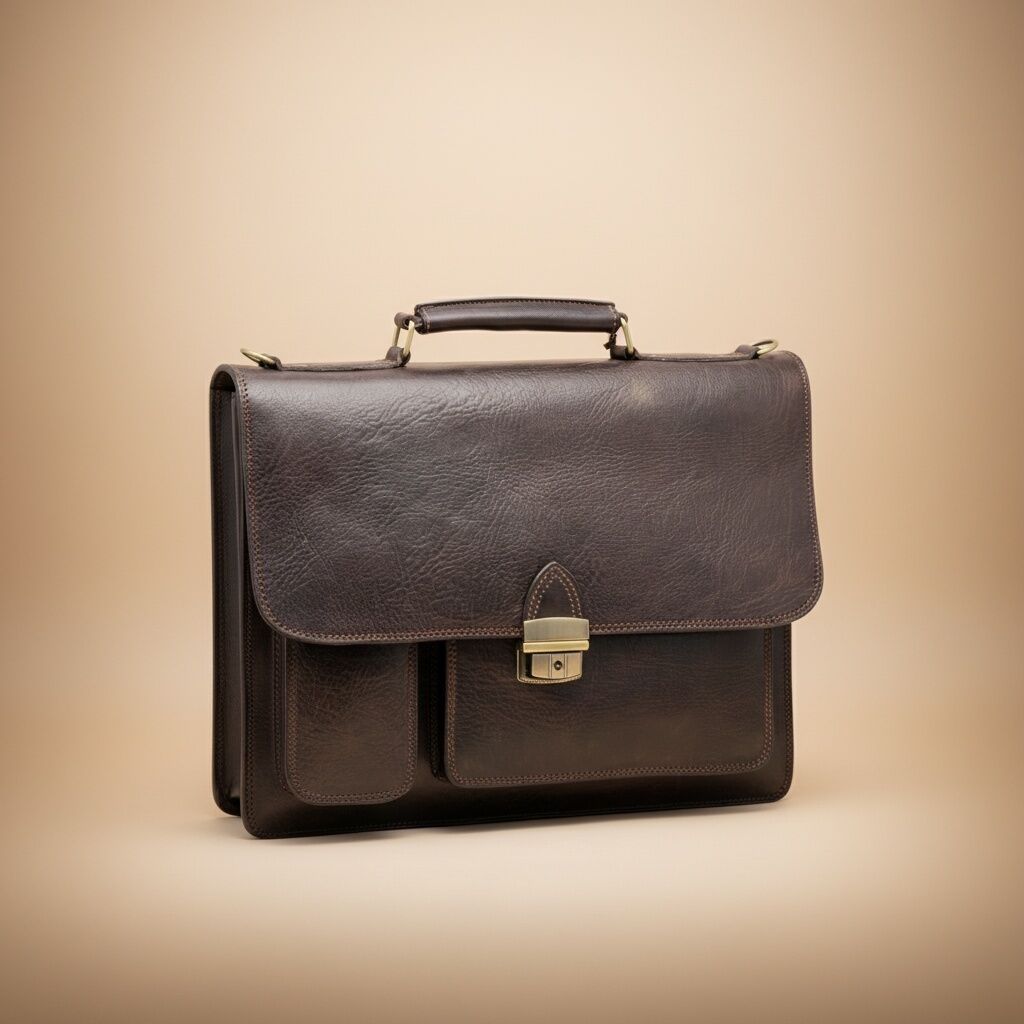 Dark Brown Olivier Heritage Full-Grain Leather Briefcase | Vintage Business Bag | Artisan Crafted