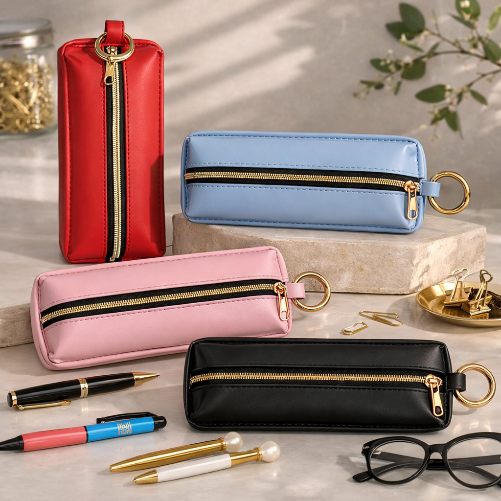 ÉTUI PLAT RECTANGULAIRE EN SIMILI CUIR AVEC RONDELLE
