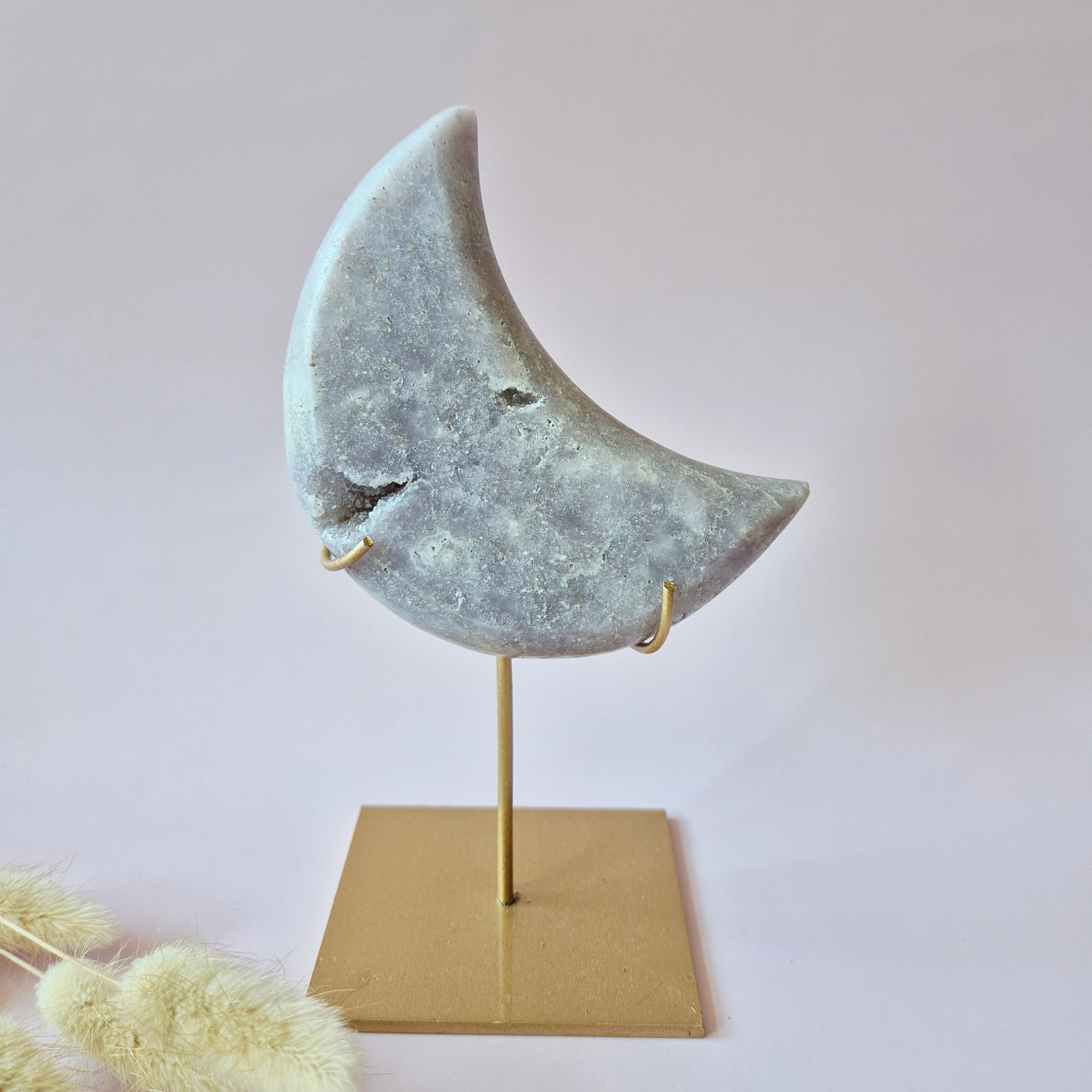 XL Edelstein Druzy Rosa Amethyst Mond – Hohe Qualität #21 324g | inkl.Metallständer | Unikat aus rosa Amethyst