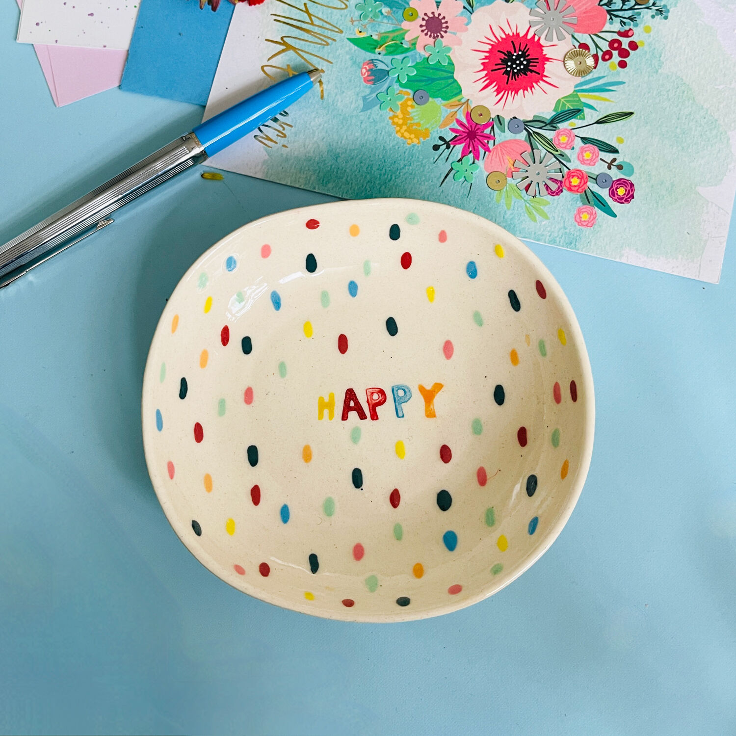 Ceramic plate S Happy Dots