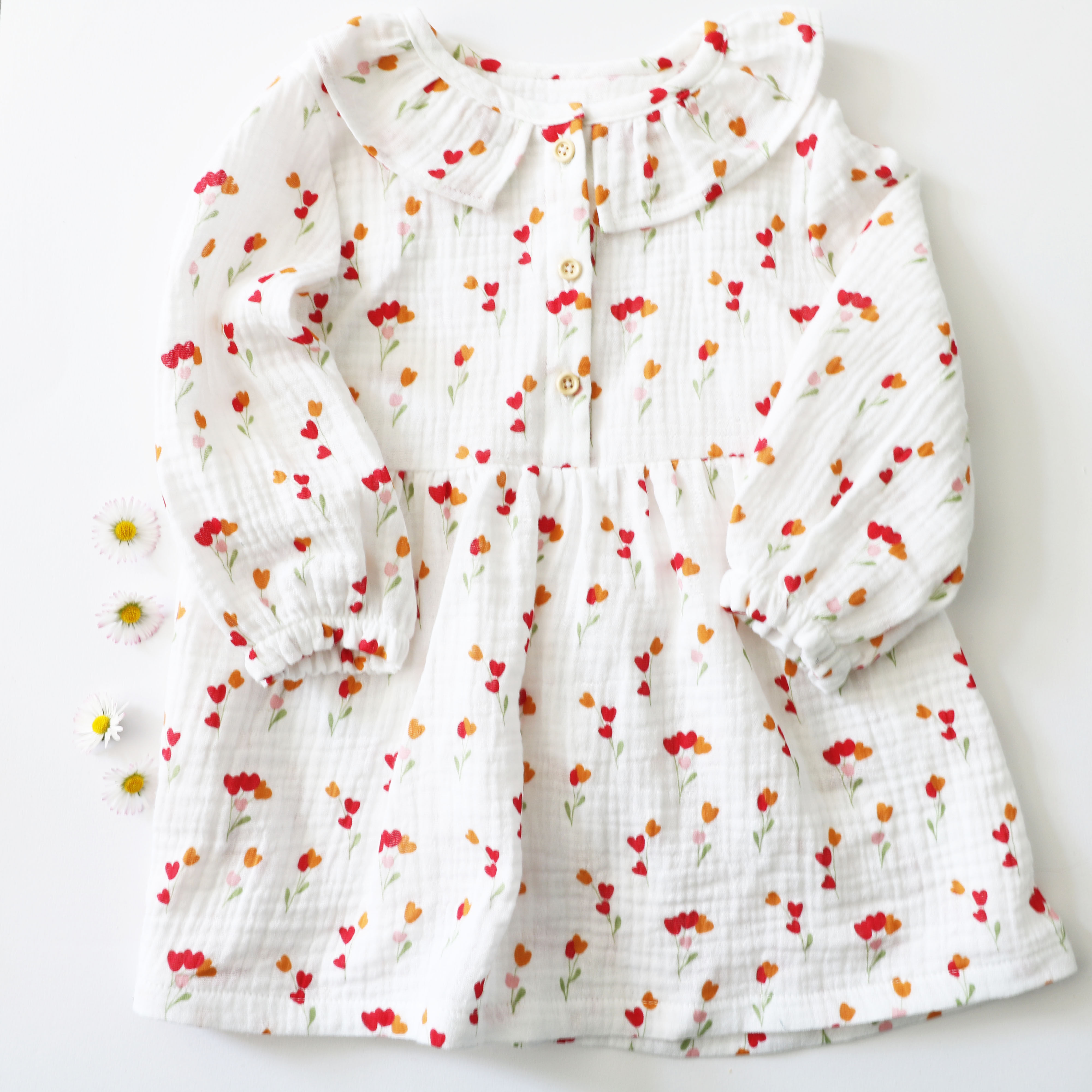 DRESS WITH FLOWERS AND HEARTS