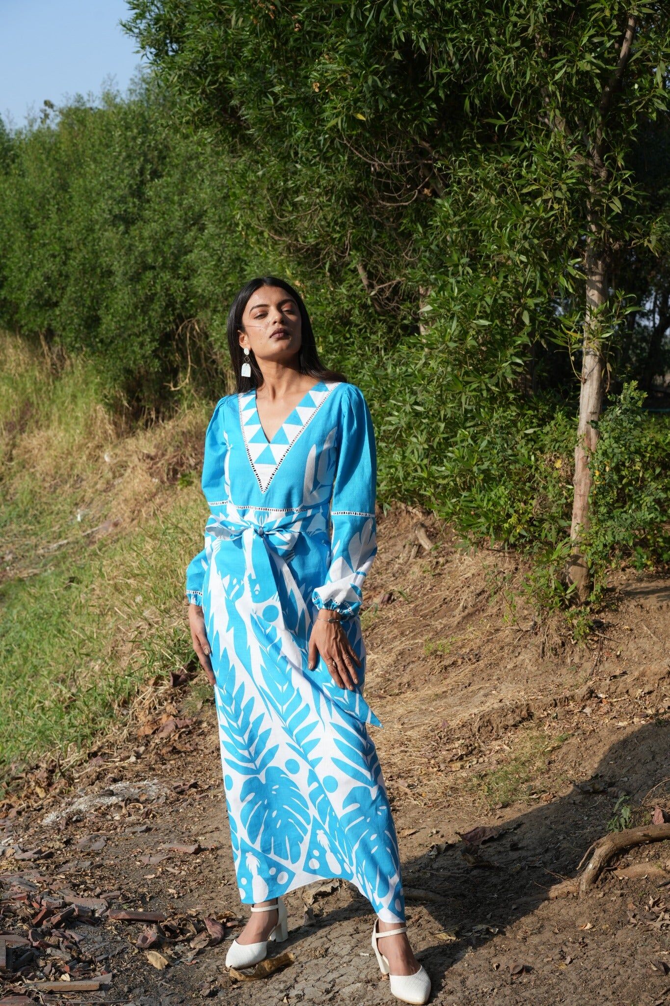 Buy wholesale Linen Short Sleeve Obi Wrap Dress MILLY