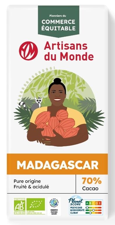 Chocolat noir 70% Madagascar - bio - 80g