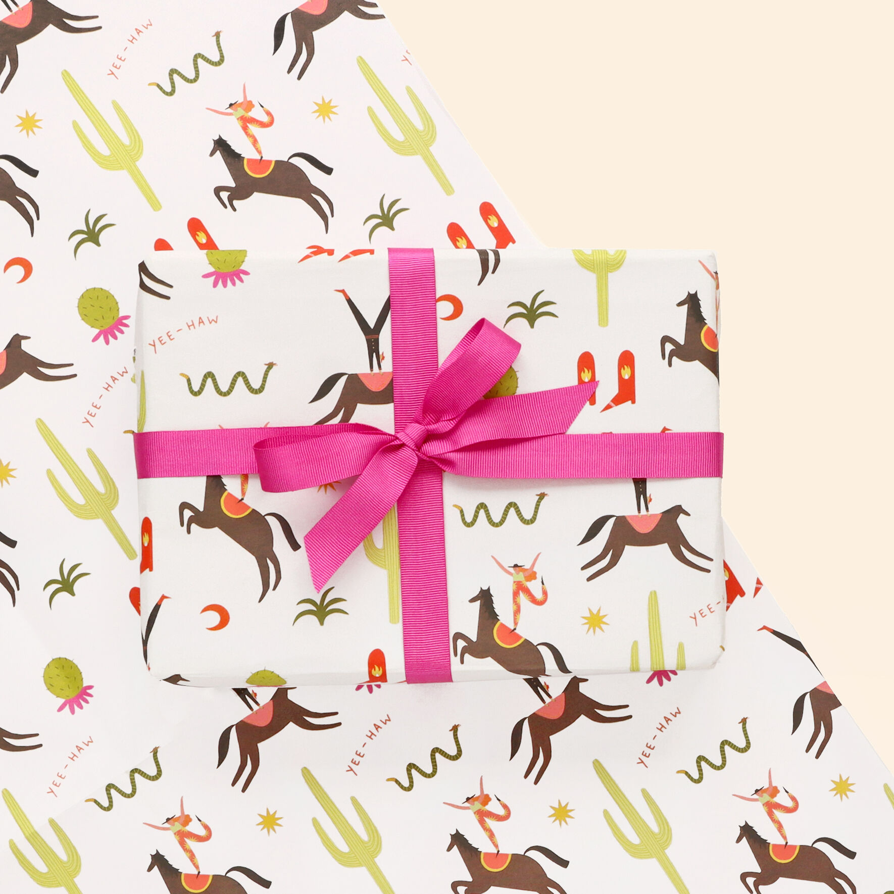 Geschenkpapier mit Cactus Cowboys-Motiv | Western-Geschenkpapier