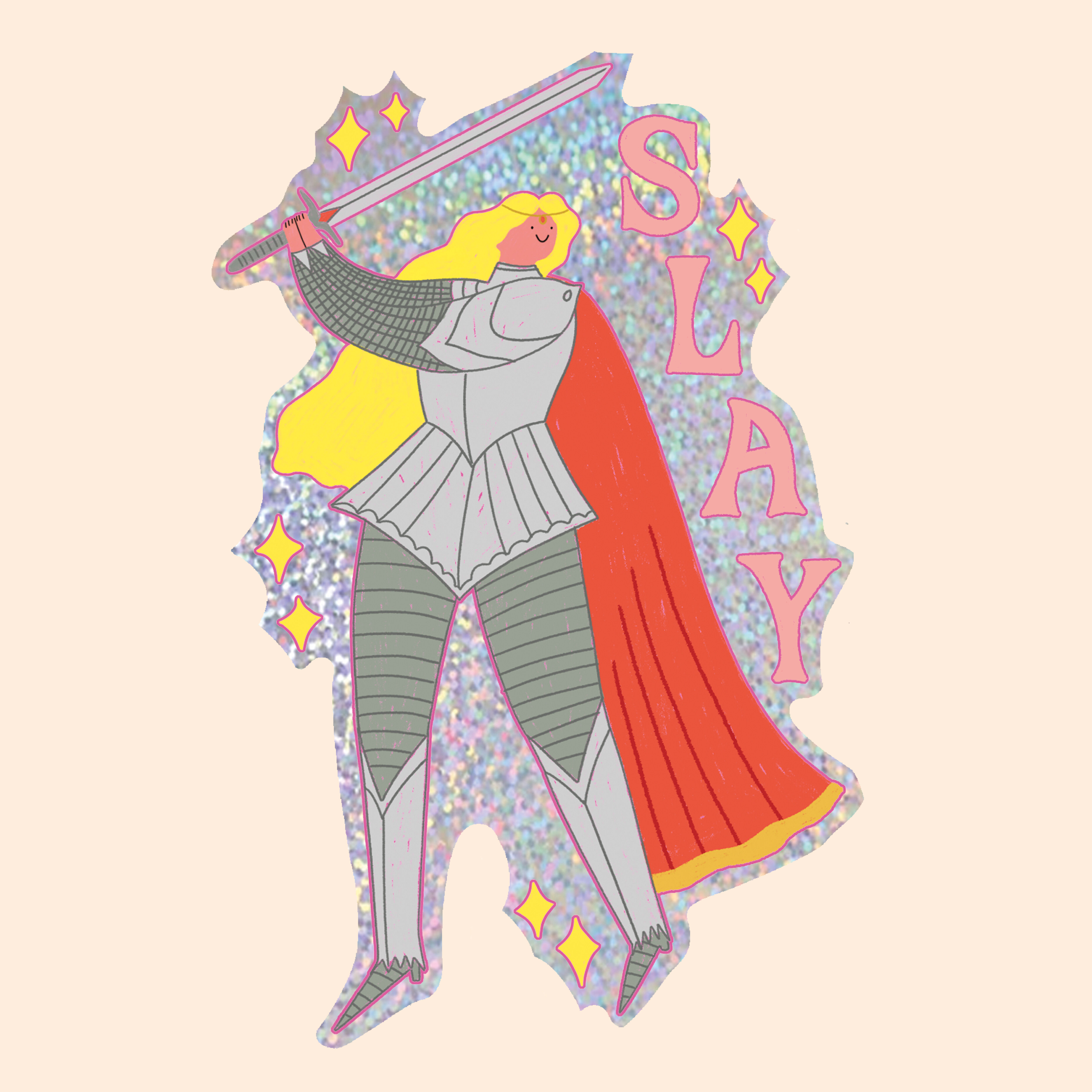 Glitzer-Sticker „Slay Fantasy Girl“ | Ritter-Sticker | Kindle