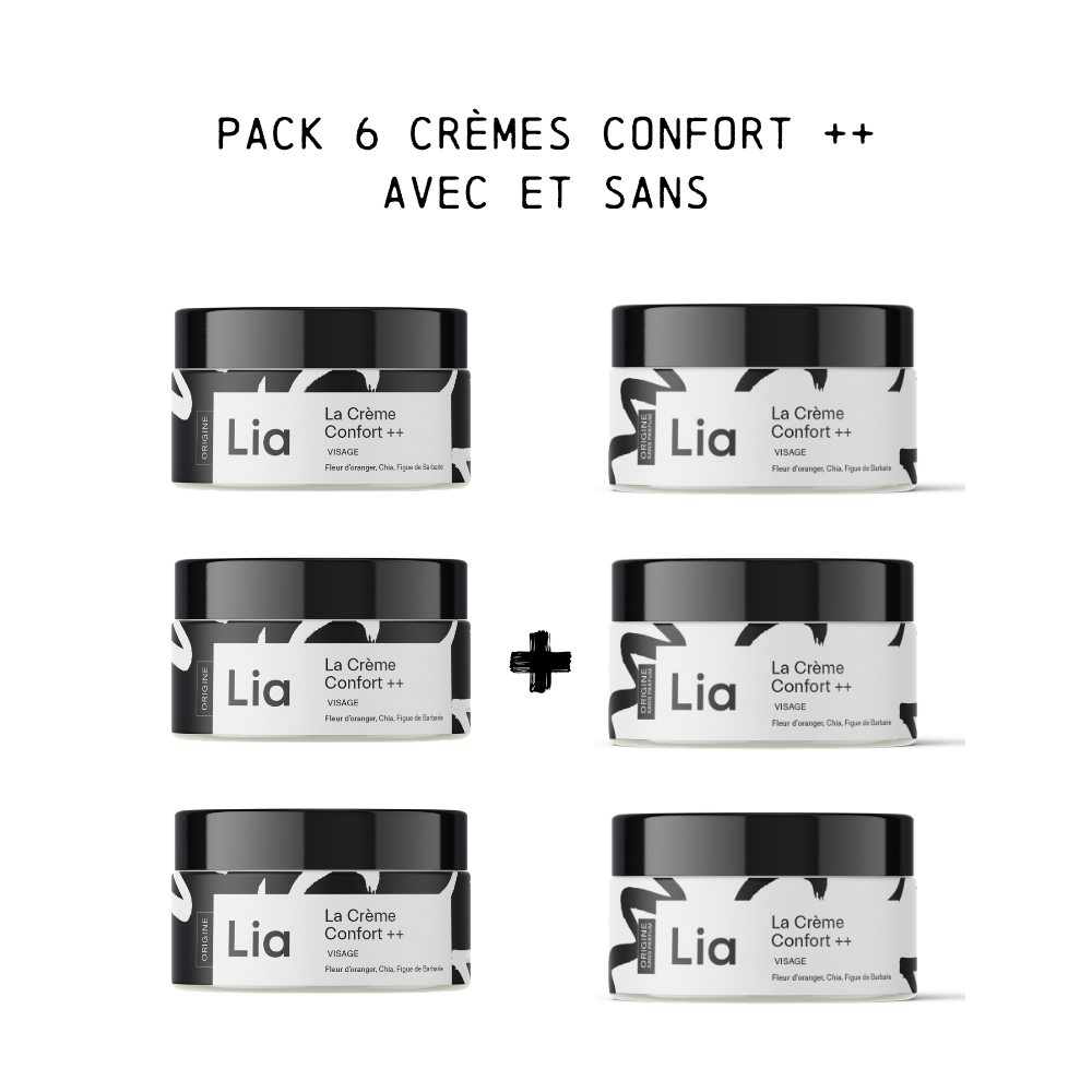 6er-Pack feuchtigkeitsspendende, pflegende Gesichtscremes – Comfort Cream ++ – 3 mit Duft und 3 ohne Duft
