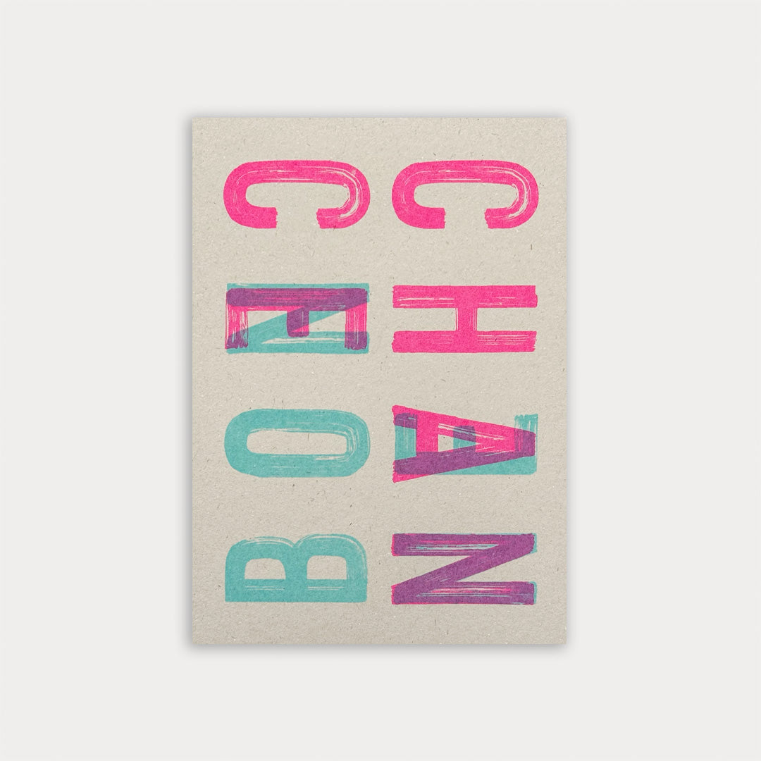 Postcard / Bonne Chance / Riso print / Eco-friendly paper