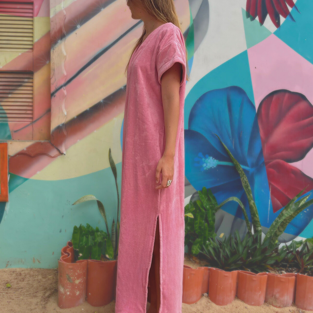 Robe Vintage Longue - Rose Malabar - en pré-commande