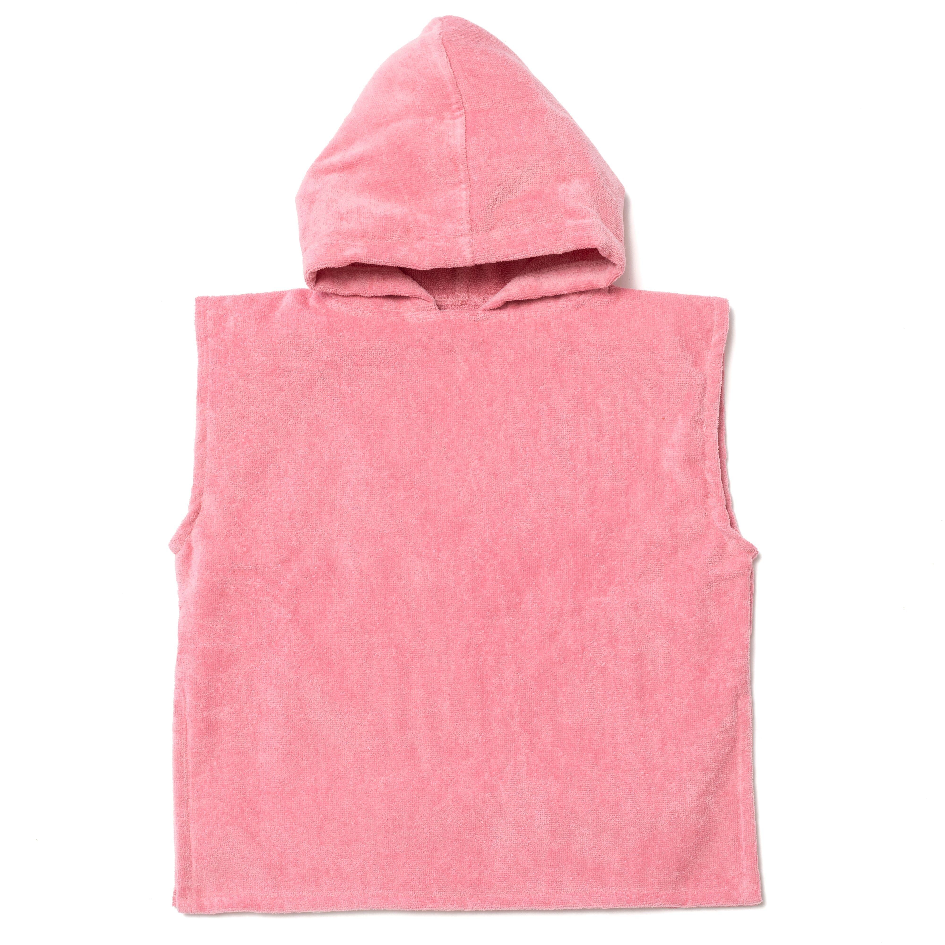 Poncho Coton Bio - 0/3ans - Rose Malabar