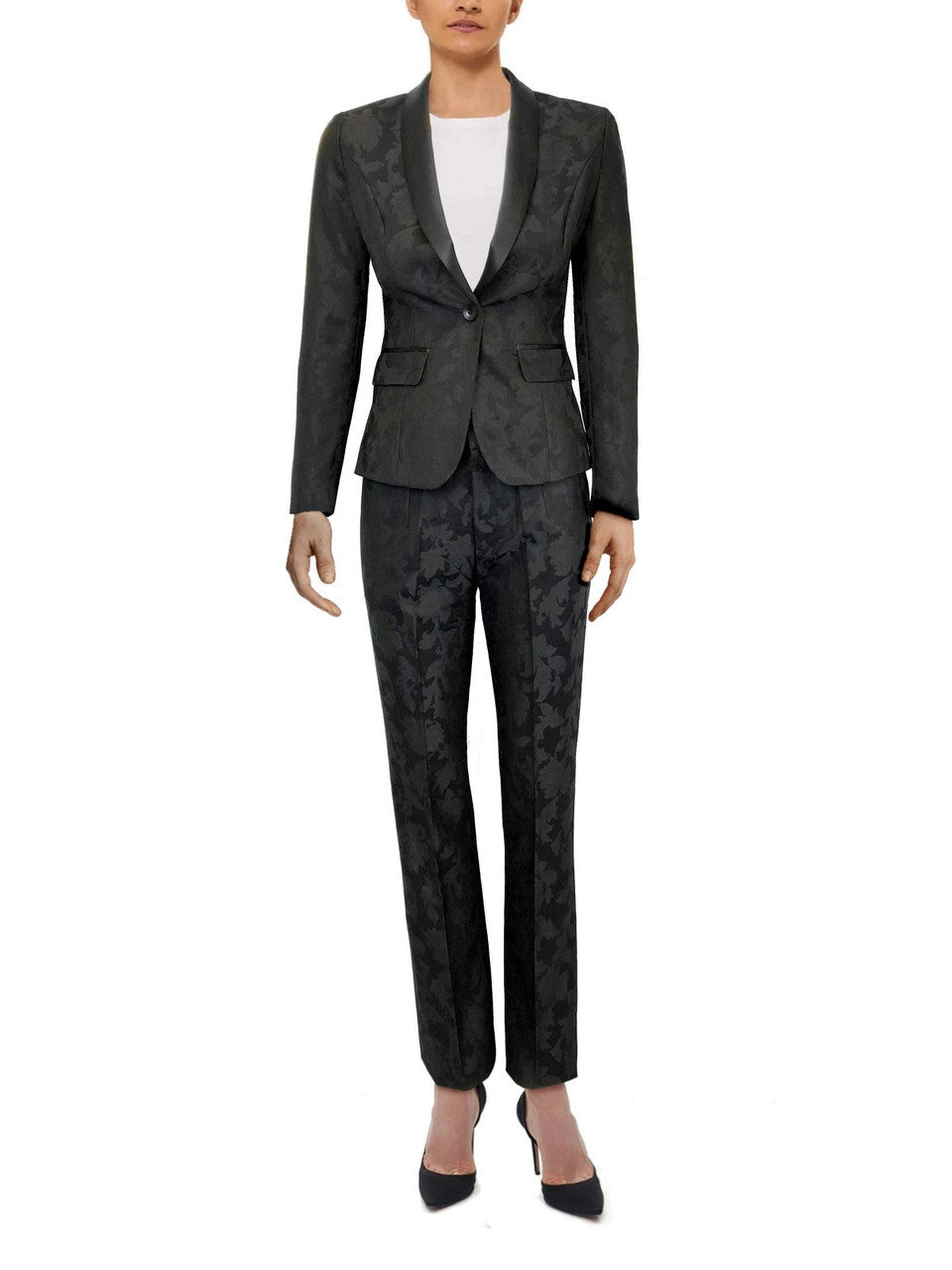 Black Floral Trousers Suit